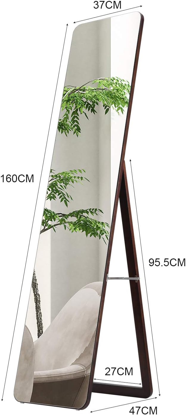 OUTDOOR DOIT 63" x 15" Full Length Body Mirror Hung on The Wall-Mounted Mirror or Standing Hanging Bedroom Mirror Floor Mirror Dressing Mirror (Brown) : Home & Kitchen
