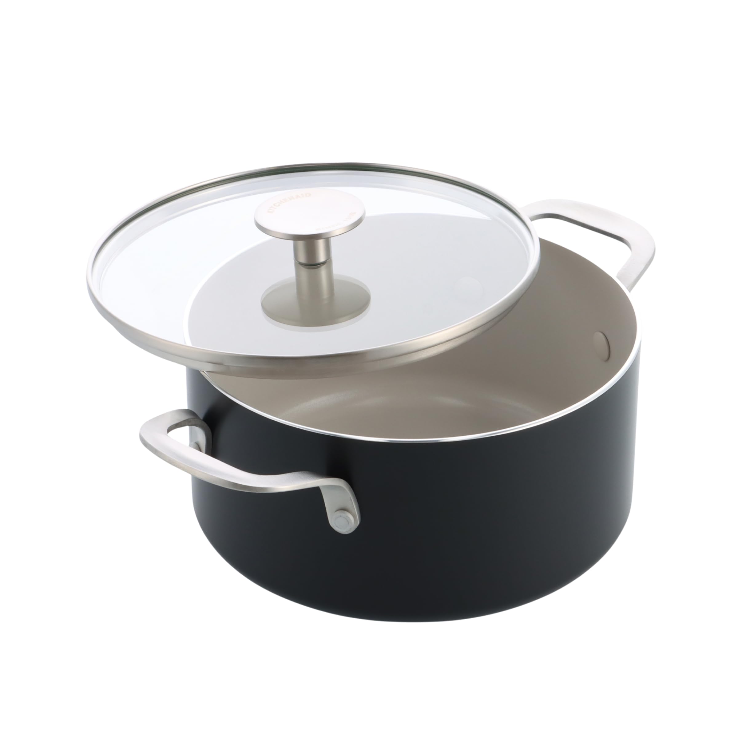 KitchenAid Aluminium Ceramic Non-Stick Casserole Dish 20cm/3.11L PFAS Free Induction Oven Safe Black