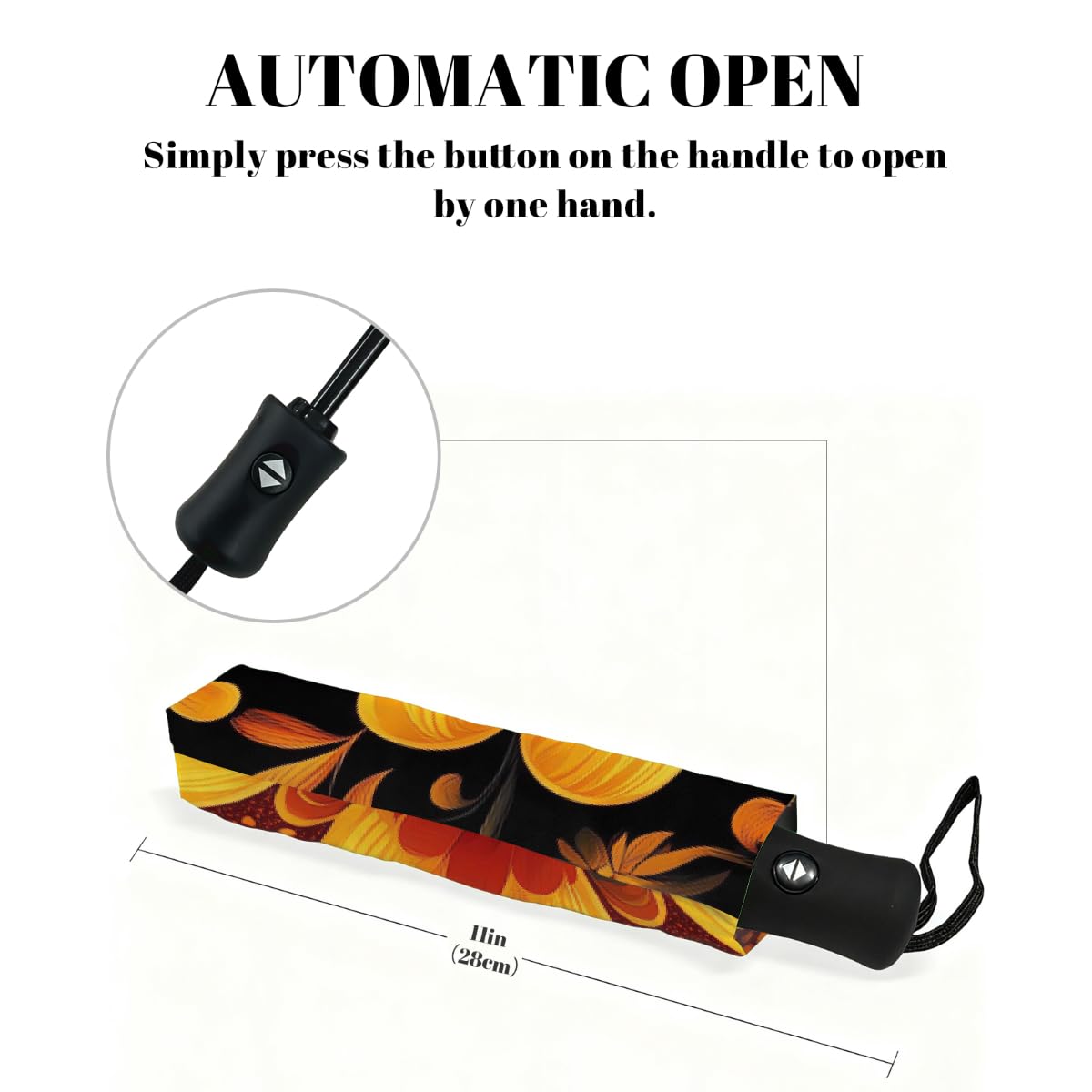 Ombrello pieghevole con motivo floreale russo ombrello da viaggio compatto antivento impermeabile con protezione UV rivestimento nero leggero 8 coste portatile per pioggia sole