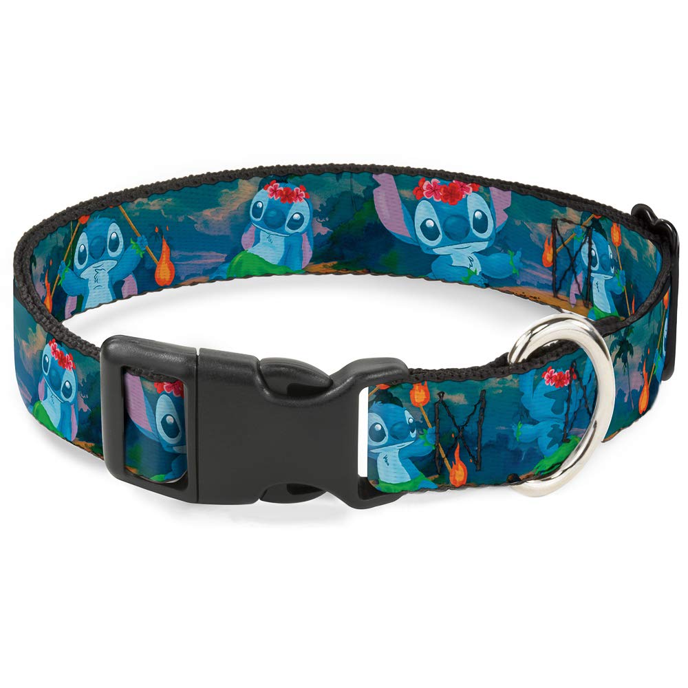 Buckle-Down Plastik Klipsli Yaka - Stitch Hula Dance 5-Poses - 1/2 cm Genişlik - 6-9 inç Boyuna Uyar - Small