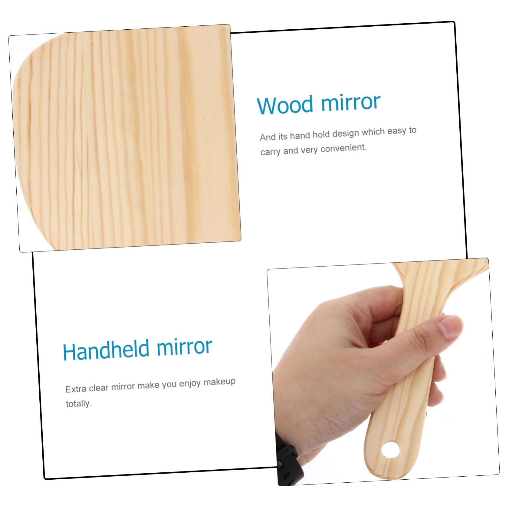 Ipetboom Retro Wooden Handle Mirror Vintage Handheld Makeup Mirror for Women Girls Wall Mountable