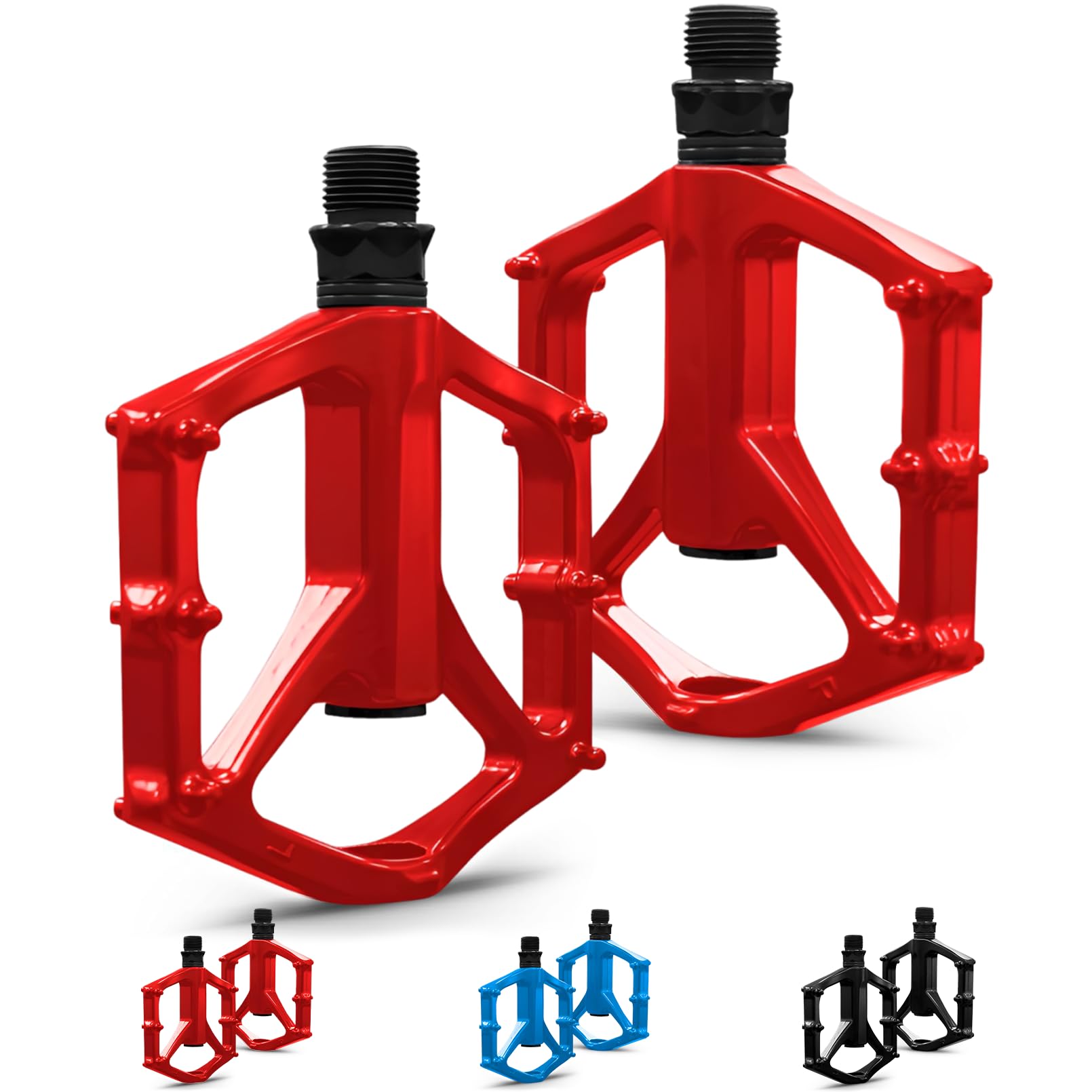 Mountain Bike Pedals,Road/MTB Flat Pedals, Non-Slip Lightweight Aluminum Alloy Bicycle Pedals, Fits 9/16" Road Mountain BMX MTB Bike Pedal