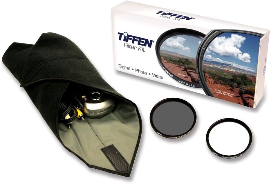 Tiffen 58mm Camera Lens Filter Kit includes Digital Ultra Clear Filter, plus Circular Polarizer Filter and Accessory Wrap
