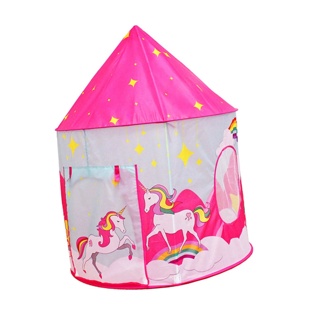 Casetta da Gioco Pieghevole Finestre, Unicorno Rosa per Ragazzo Ragazza