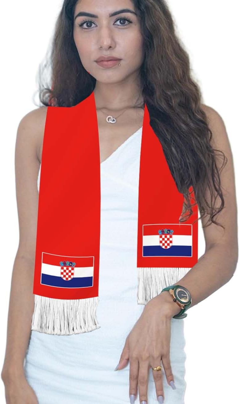Croatia Flag Scarf,60inch Croatian Banner Sports Fan Scarves,18×150cm Novel Souvenir For Team Game Party Parade