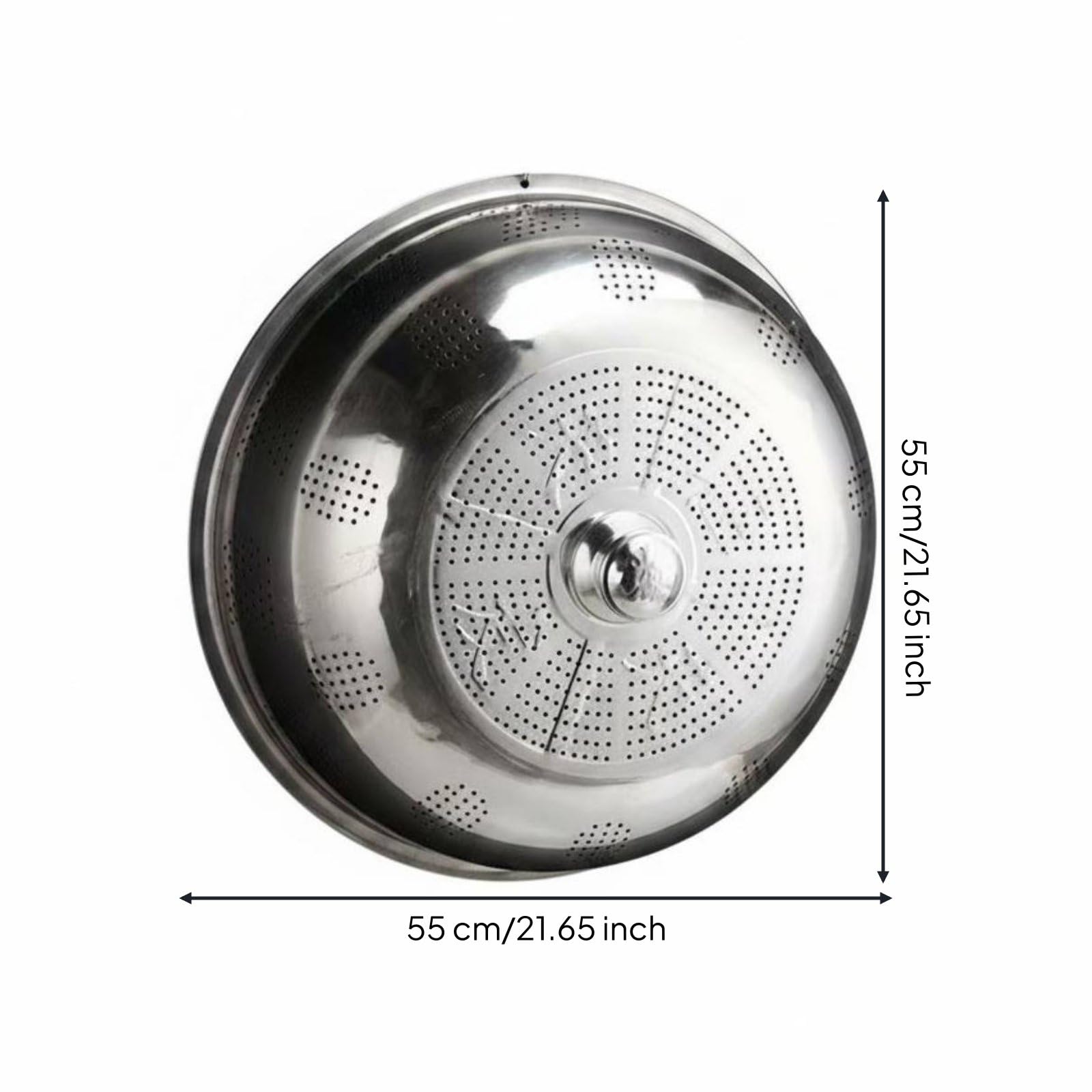 Abdeckhaube Edelstahl Lebensmittelabdeckung Speiseglocke Tischhaube Netzabdeckung mit Breiter Rundform für Stabiles Aufsetzen für Esstafel Buffet, 55 Cm, Vollloch-Gemüseabdeckung