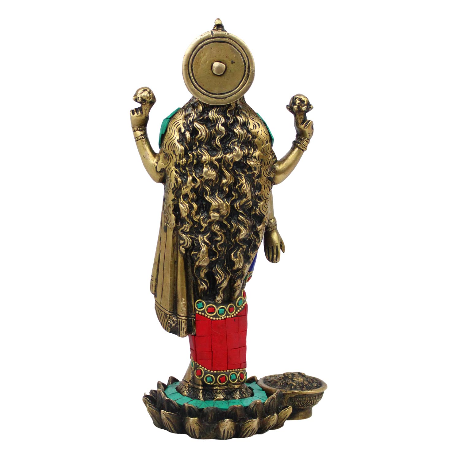 ARTVARKO Laxmi Murti messing Lakshmi idool Laxmi godin Lakshmi zittend standbeeld in zegen houdingen voor thuis Puja Mandir tempel goud kleur hoogte 22,5 cm