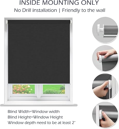 Vista 27 de Persianas enrollables opacas de montaje interior sin taladro, persianas de ventana de alta calidad, protección UV, fácil de instalar, para oficina