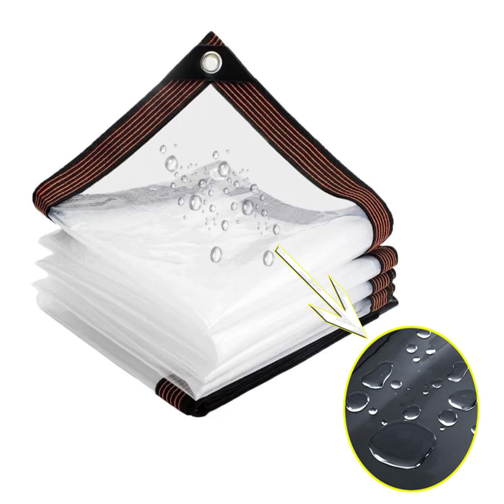 Telone Impermeabile Trasparente 8×12m, Telone Impermeabile per Gazebo, Telone PE Occhiellato, Tenda da Balcone in Plastica, Antipioggia Telo, per Esterno Balcone Giardino Serra Piante ( 8×12m)