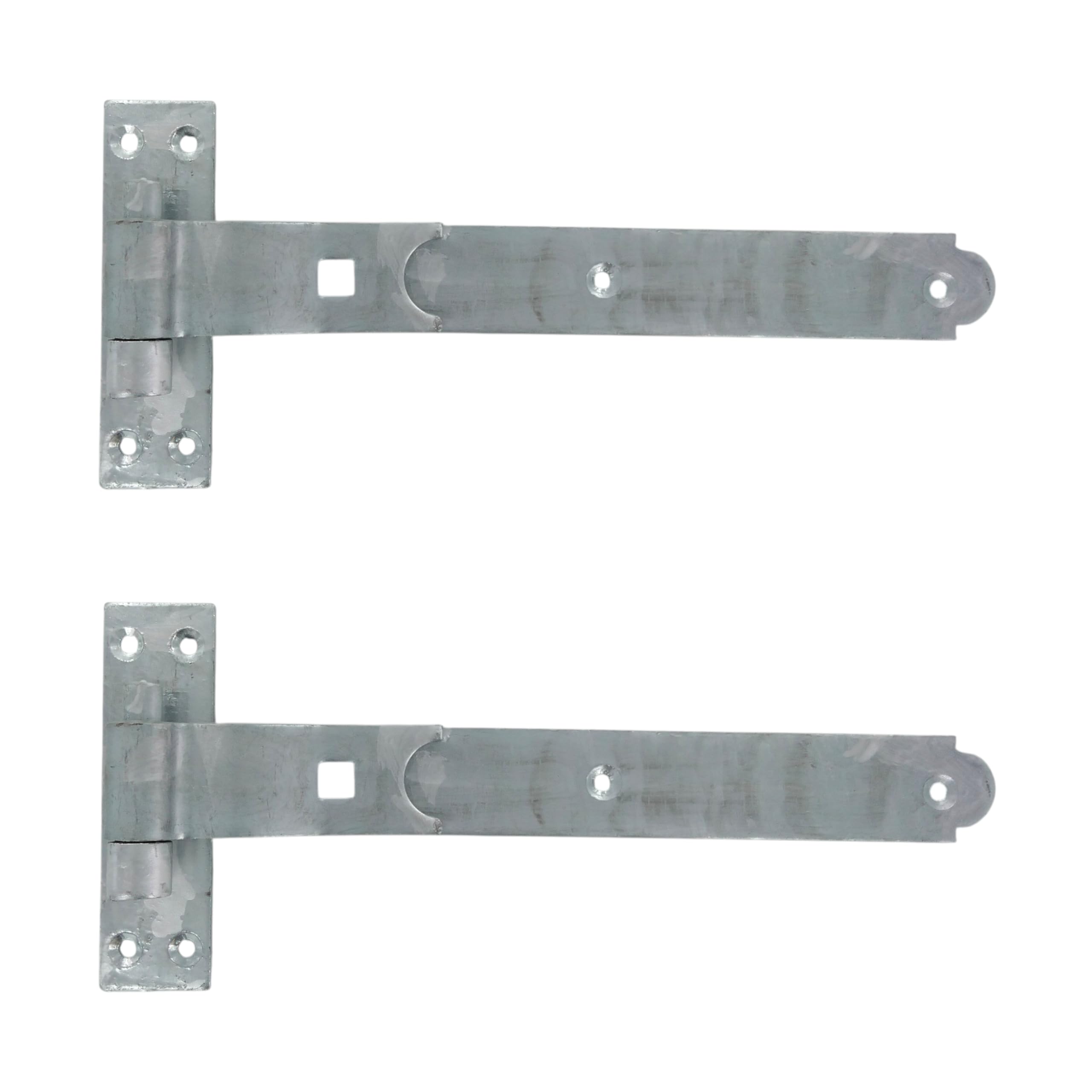 Merriway BH06863 (2 Pcs) Gate Hinges Heavy Duty Hook and Band Cranked Necked Galvanised 300mm (12 Inch) - Pack of 2 Pieces