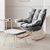 Rocker Glider Chair with Ottoman Mid Century Modern Accent Chair,Nursery Rocking Chair Upholstered Padded Cushion Chair for Living Room,Fabric Lounge Chair Color : Grey