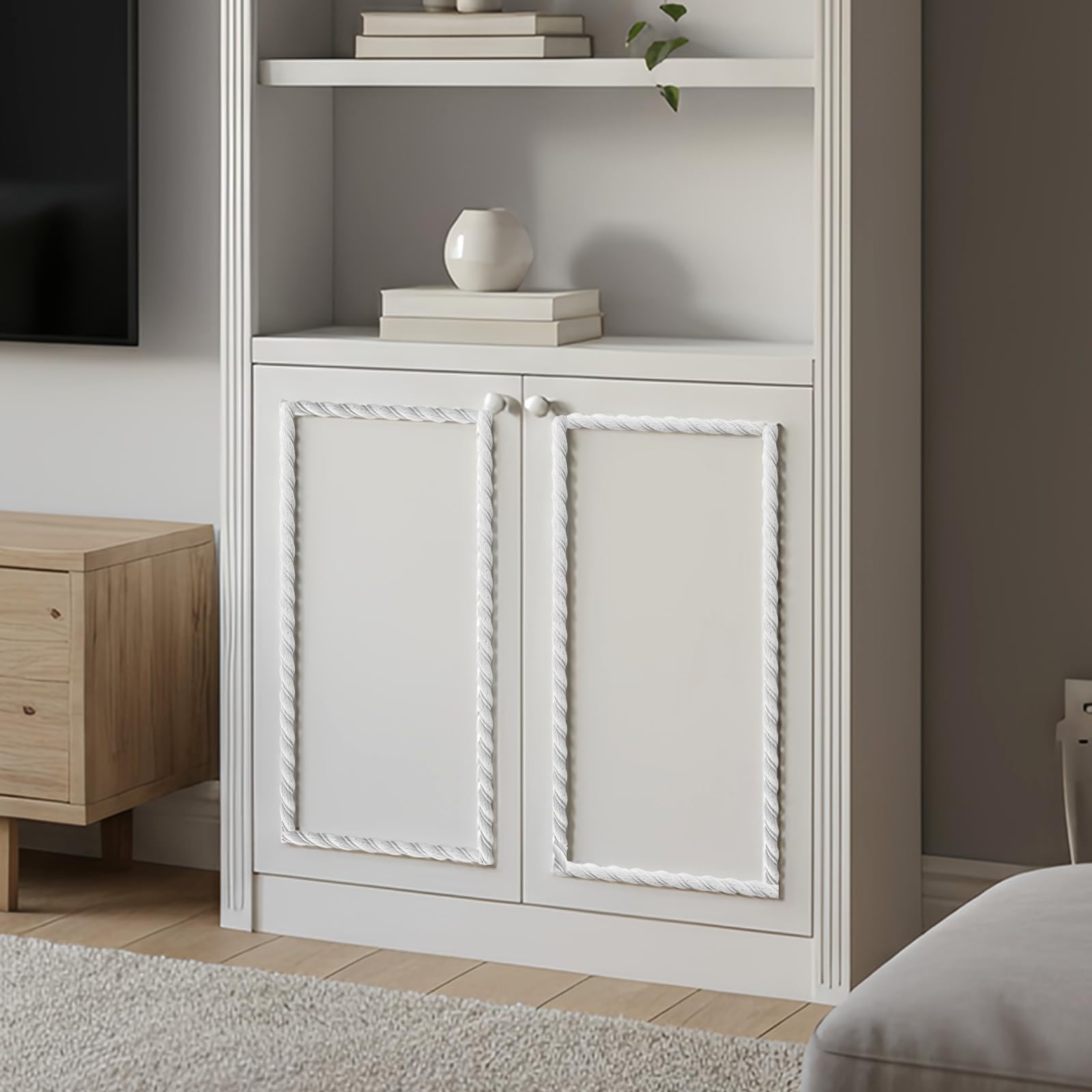 Ebrima 24 Pcs Wood Trim Molding, Unfinished Decorative Trim, 15.75”L x 0..55” W, Edge Wooden Moulding & Trims for DIY Wall Cabinet Shelves Decor Crafts (WD-02)