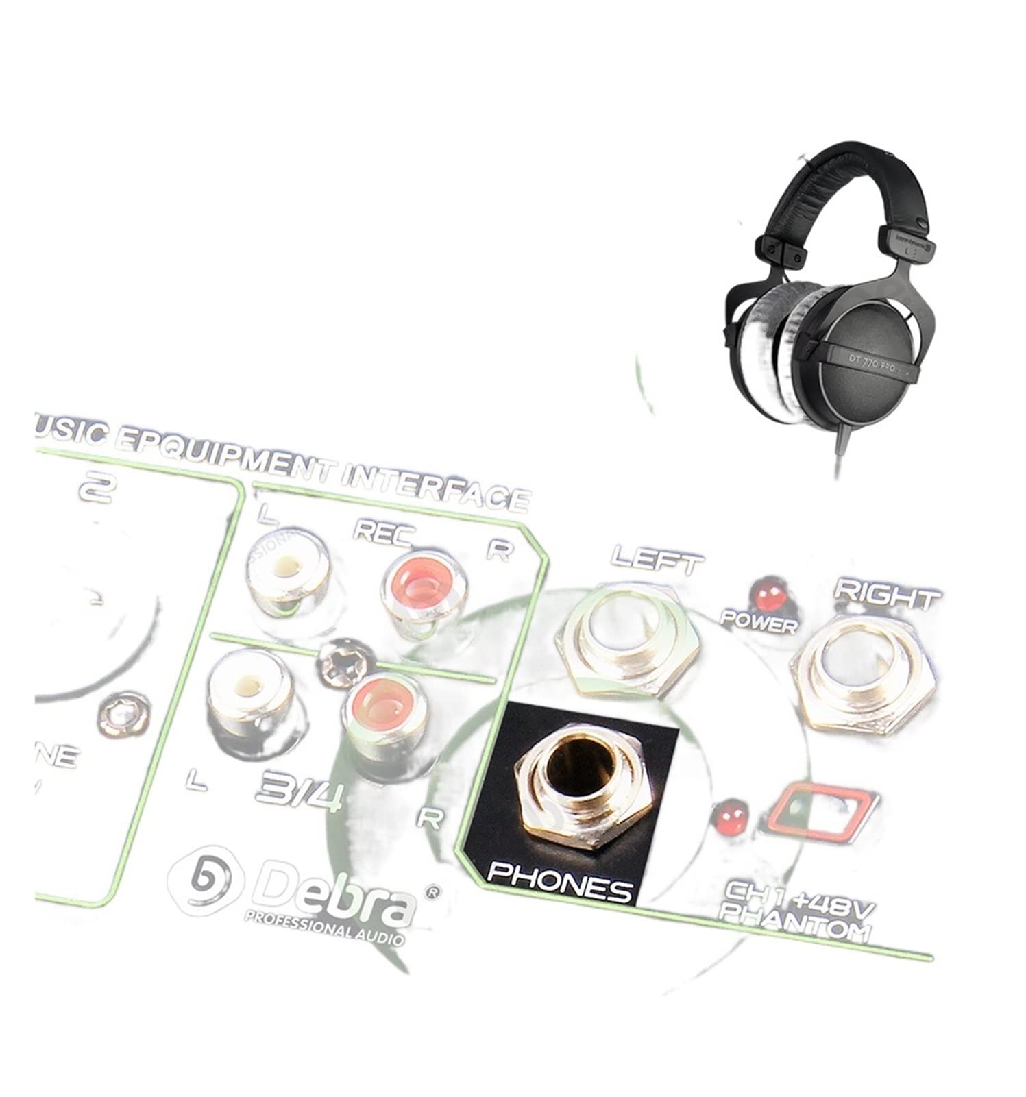 Tarjeta de sonido de interfaz de audio de 4 canales, puerto de auriculares de monitor de 6.5 mm, 16 efectos for transmisión en vivo y grabación de canto.