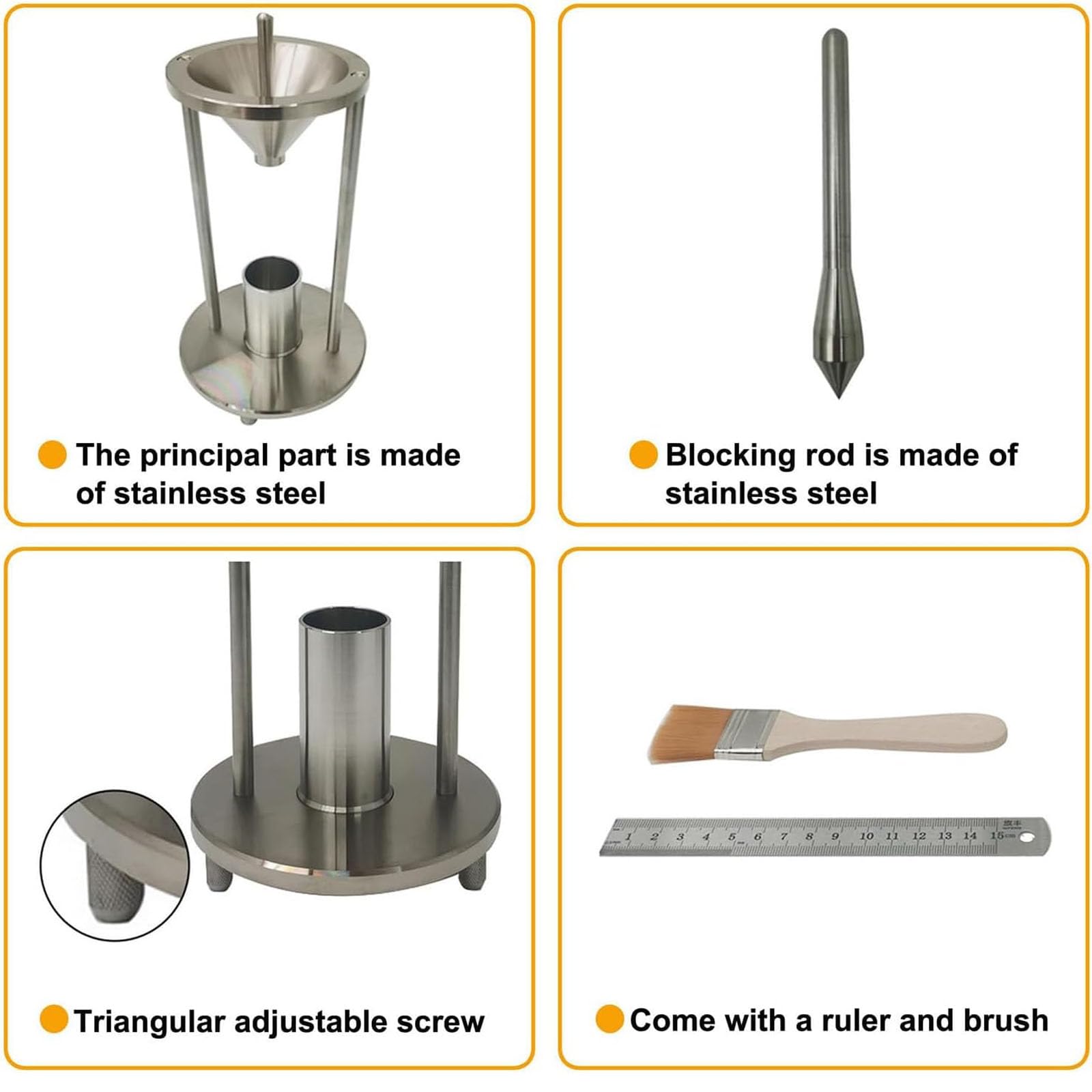 This Bulk Density Tester, Natural Stacking Density Meter, Stainless Steel Powder Density Measurement for Chemicals with 100ml Cup