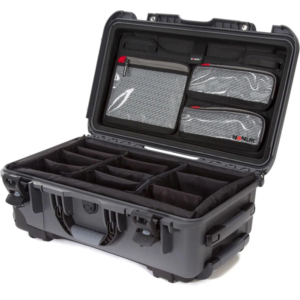 Nanuk 935 Pro Photo Kit - Waterproof Carry-On Hard Case with Lid Organizer and Padded Divider & Wheels, Graphite-image-1