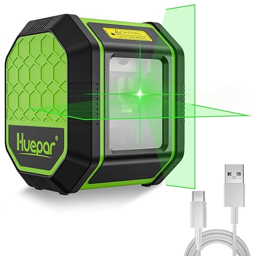 Huepar 603CG Laser Level Green 3X360 3D with Pulse Mode, Triple Power Supply, Switchable Vertical/Horizontal Lines, Cross Line Laser Self Leveling 12 Lines, with Magnetic Pivoting Base+Target+Bag