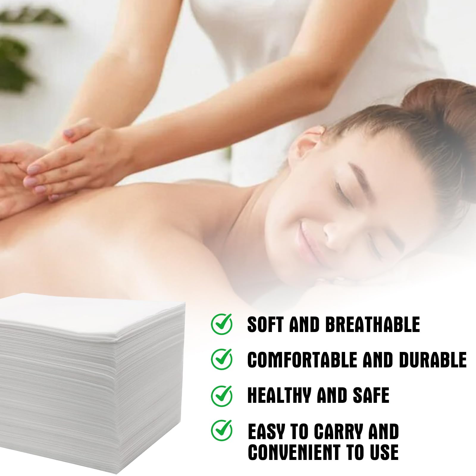 Lenzuola Da Massaggio,100PCS 80 x 180cm Lenzuola Per Massaggi,Coprilettino Da Massaggio Per Spa,Cosmetici,Tavoli,Hotel,Massaggi,Letti Ospedalieri,Bianco