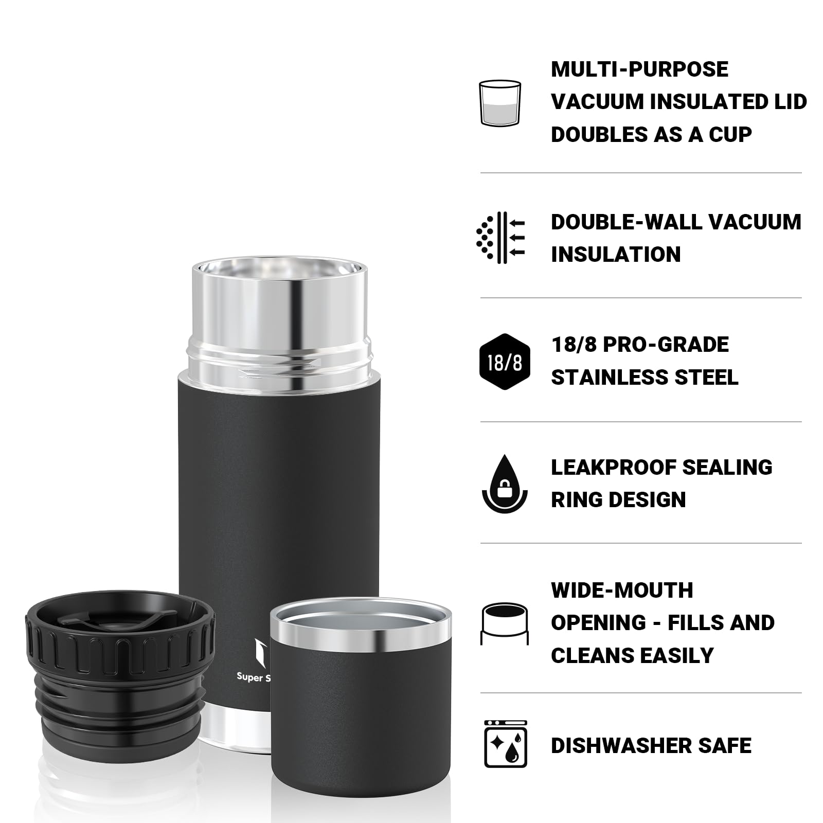 Super Sparrow Borraccia Termica -500ml/750ml/1000ml - Bottiglia Termica in Acciaio Inox - Borracce Senza BPA - Mantiene Calde 12 Ore o Fredde per 24 Ore - A Prova di Perdite Tappo Funge Anche da Tazza