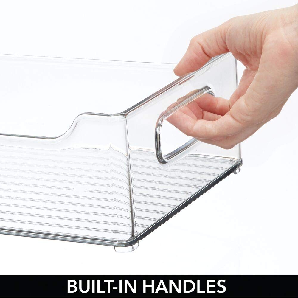 mDesign 4er-Set Ablagebox mit integrierten Griffen – transparente Aufbewahrungsbox mit ansprechendem Design – ideal zur Kosmetikaufbewahrung im Bad – durchsichtig