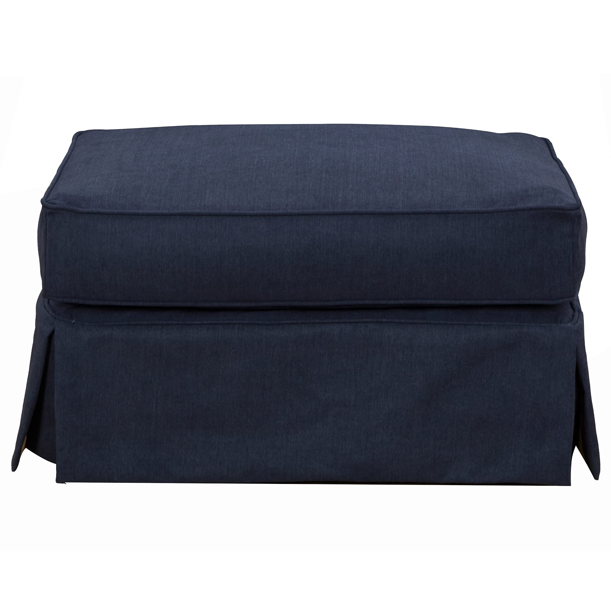 Sunset Trading Americana Slipcover Only for Rectangular Ottoman | Performance Fabric Washable Water-Resistant Stain-Proof | Living Room Sofa, Chair, Loveseat Footrest Cover | Navy Blue