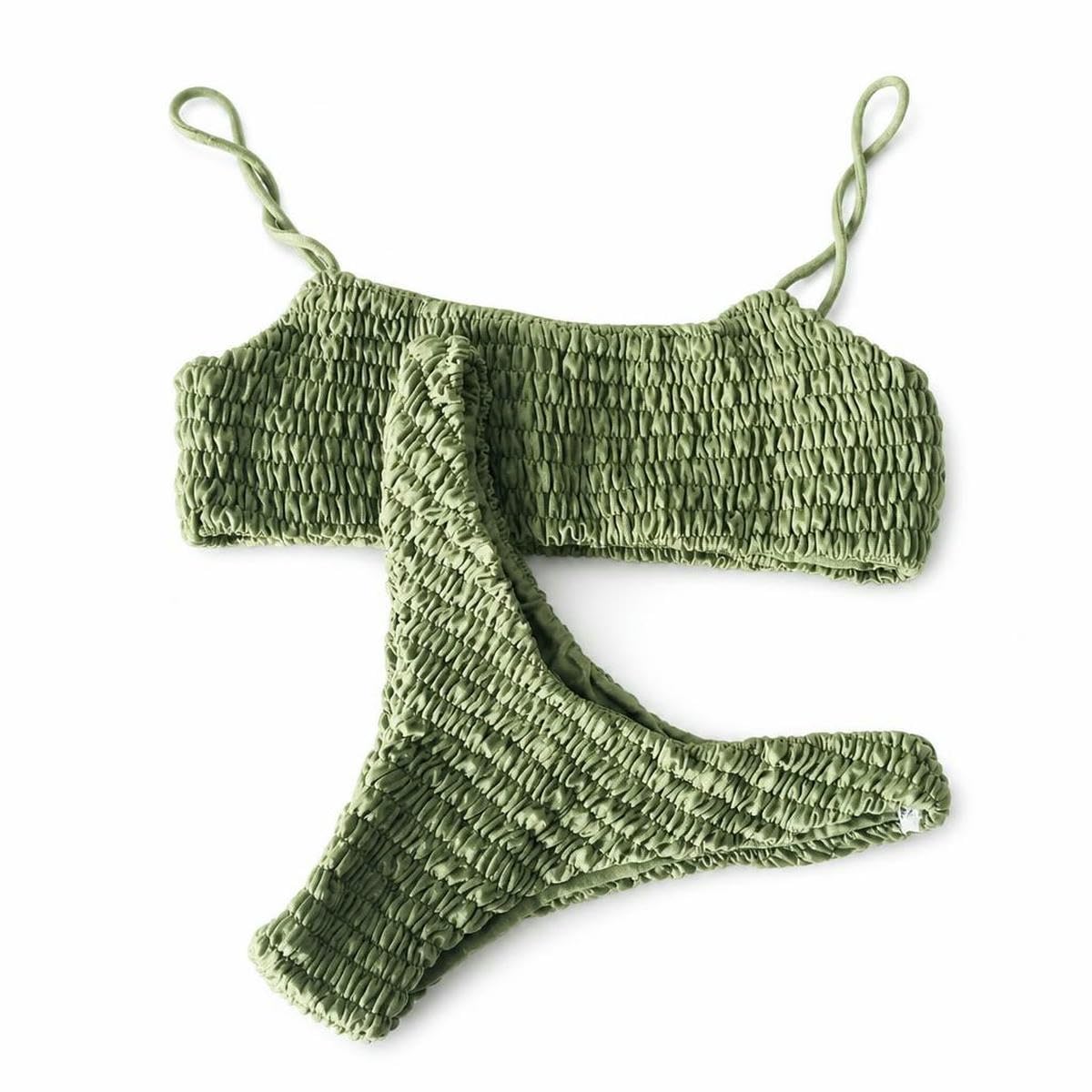 Dzianinowy damski zestaw bikini push-up z usztywnieniem | Wielokolorowy zestaw bikini push-up dla kobiet w wielu rozmiarach