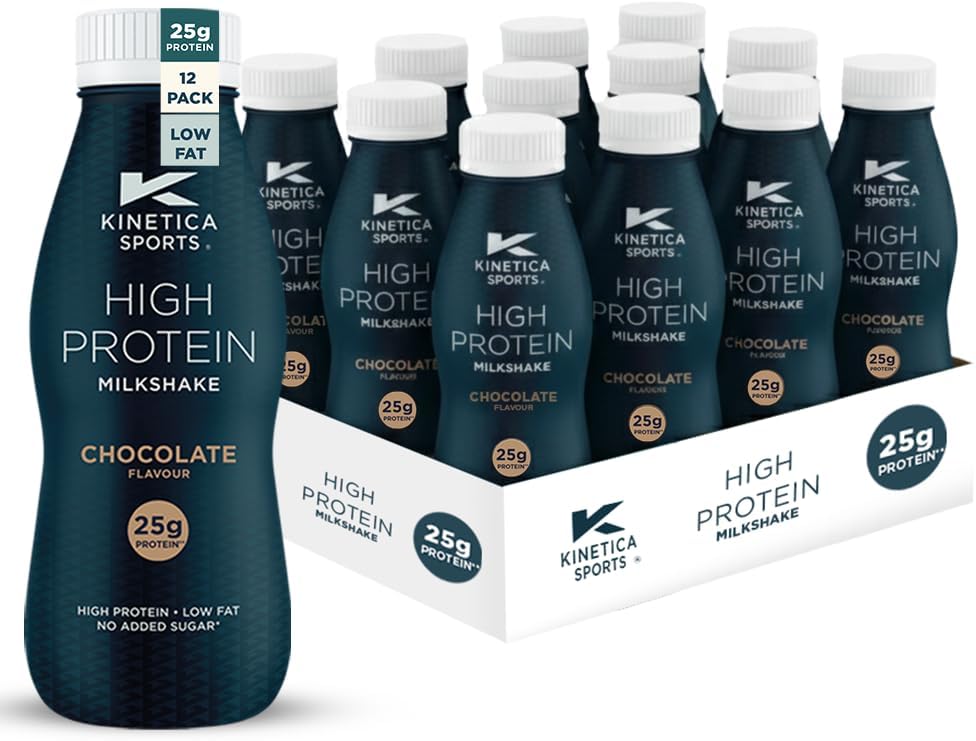 Sports Ready-to-Drink High Protein Milkshake - Chocolate Flavour | 25g Protein/Bottle, 12 X 330ml Pack | High Protein, Low Fat & No Added Sugar | Convenient, high protein option for on-the-go