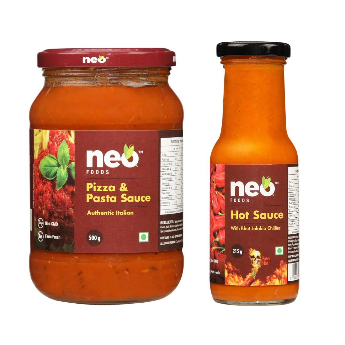Buy Neo Pizza Pasta Sauce 500g & Hot Sauce 215g I Made with Ghost