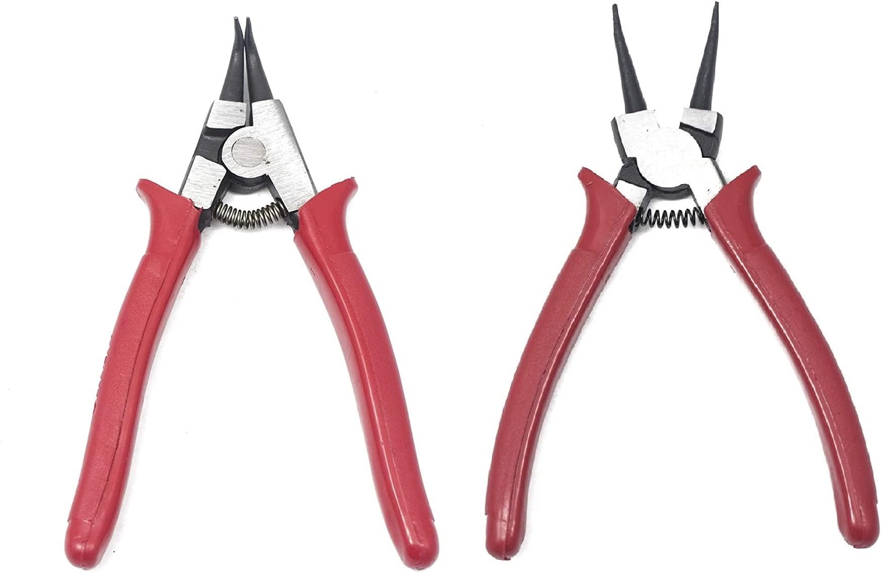 GSK Cut 7 Inch Snap Ring Pliers - Straight Nose Internal & Bent Nose External for Circlip and Retaining Ring Removal (Pack of 2)