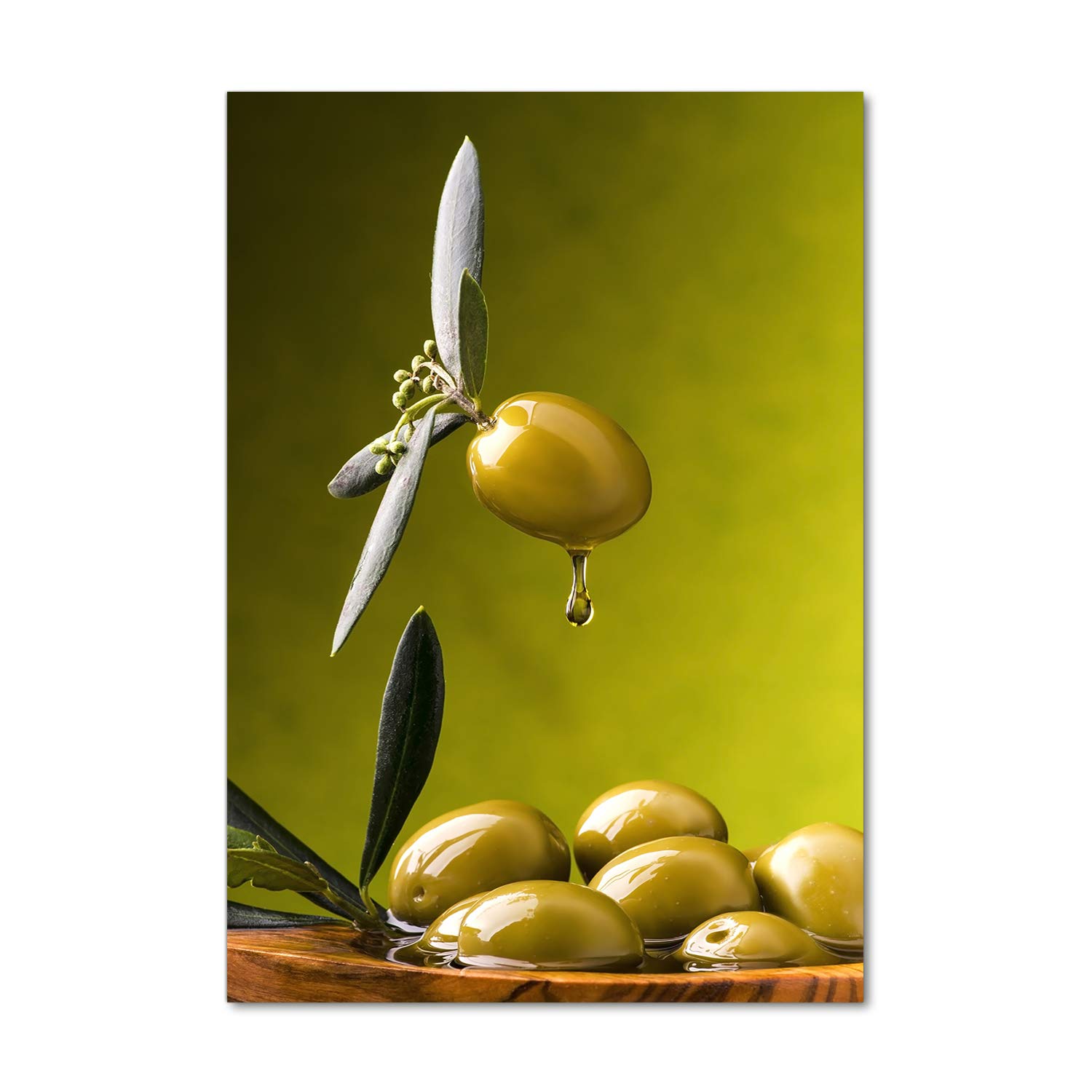Tableaux pour la mur acrylique étanche cuisine image sur verre huile d'olive vert Tulup 70x100