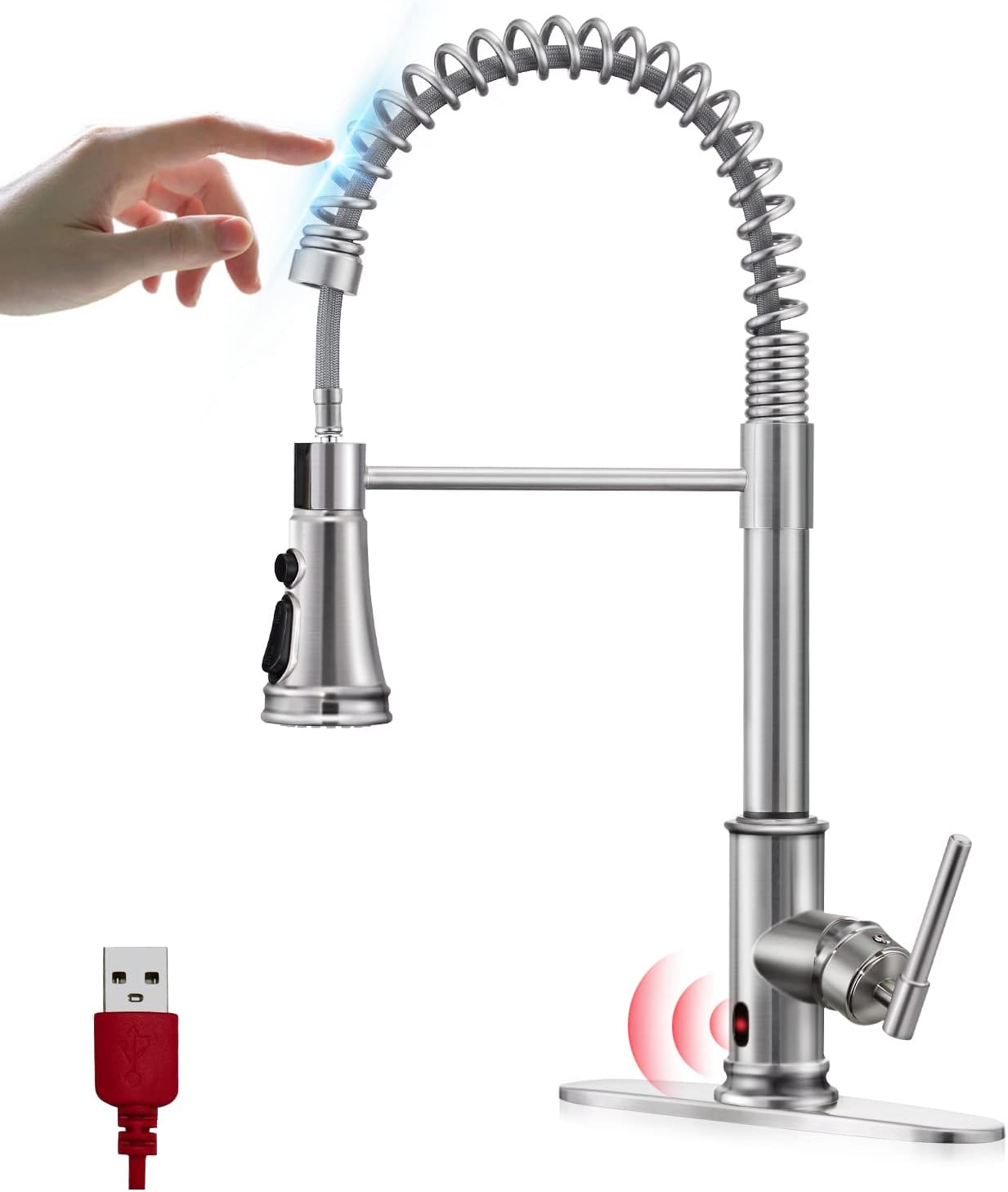Buy Touchless & Touch Activated Kitchen Faucet with 3 Modes ...