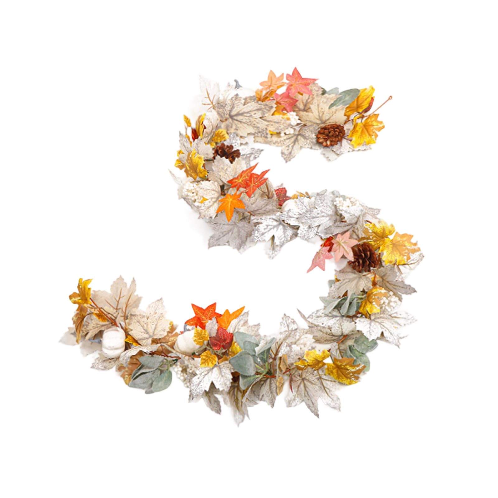 Realistic Silk Maple Vine Wreath, Four-Season Door Window Decoration for Home Holiday Allergy Artificial Fall Leaves Garlands