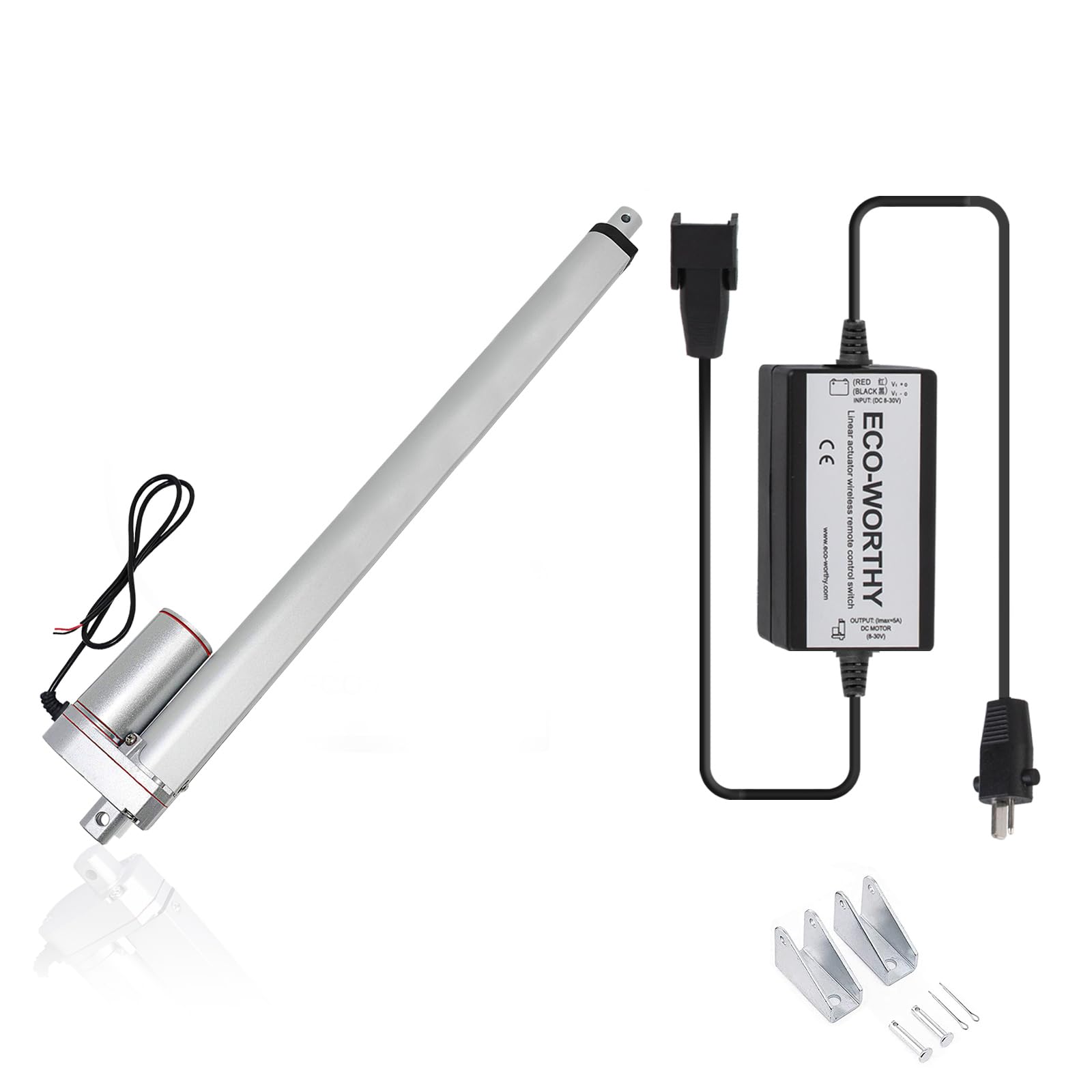 DCHOUSE Attuatore lineare DC 12V 1000N corsa 400mm max tecnologia lineare attuatori, con DC8-30V 5A kit di controllo motore telecomando wireless con adattatore 12V AC/DC