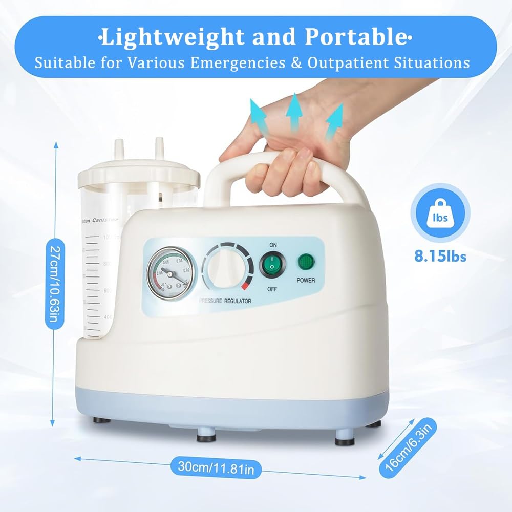 Unità di aspirazione medica elettrica portatile, aspiratore catarro per assistenza domiciliare, dispositivo di aspirazione del muco e dell'espettorato, silenzioso e ricaricabile
