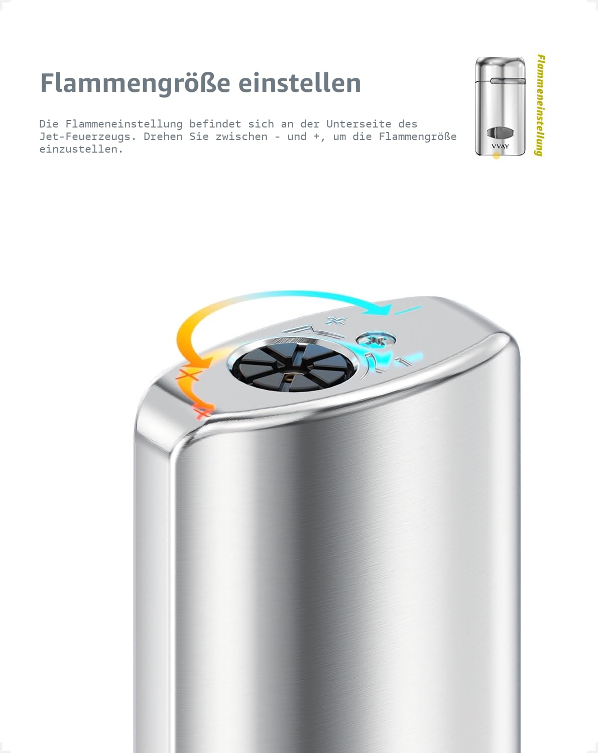VVAY Sturmfeuerzeug Jetflamme | Butan-Nachfüllbar & Windfest (ohne Gas geliefert)