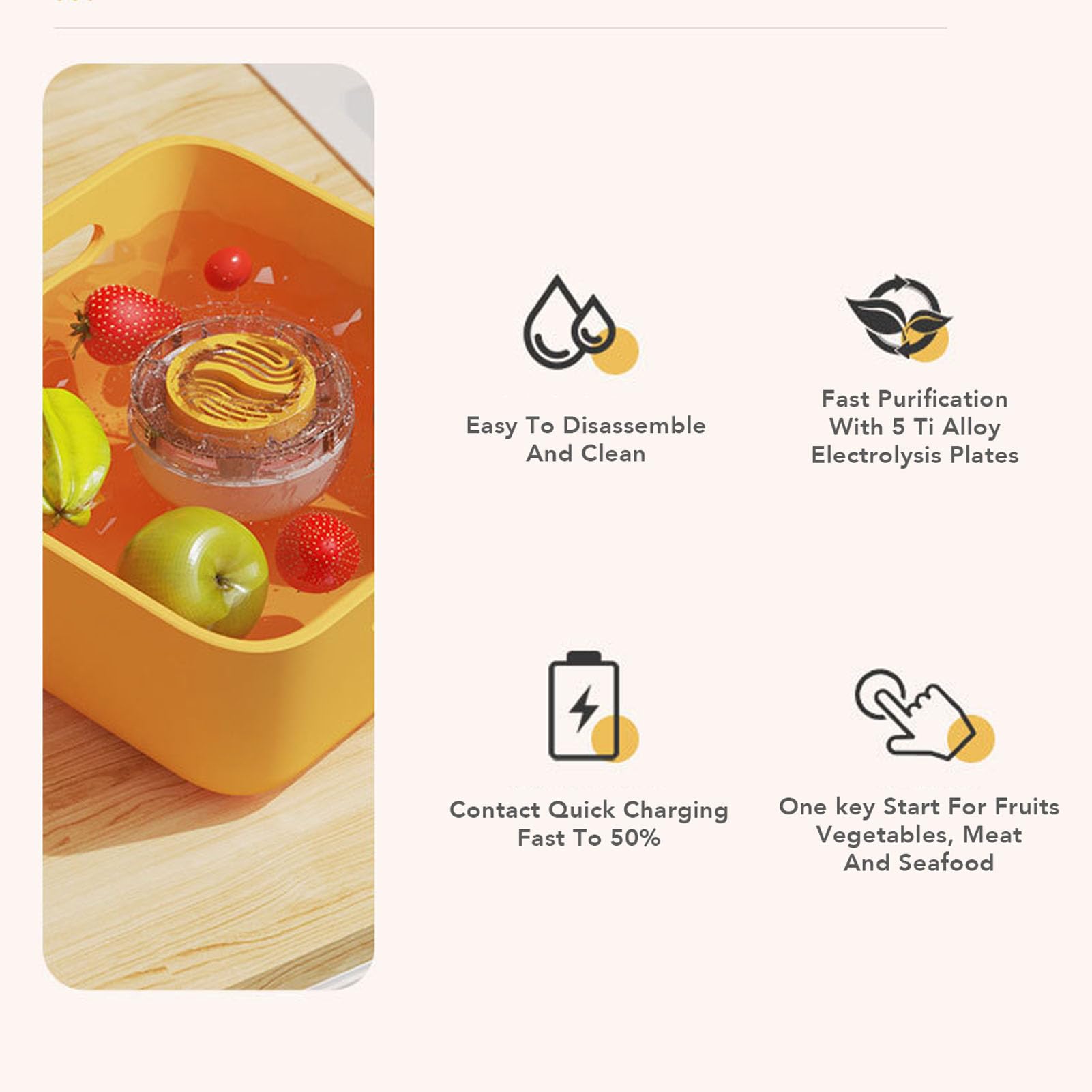 SUNGOOYUE Laveuse de Fruits et Légumes, Machine de Nettoyage sans Fil aux