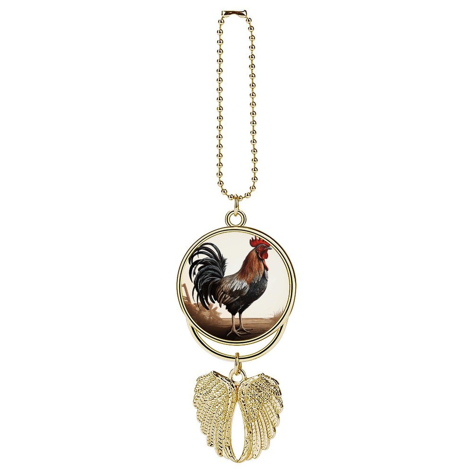 Rooster Car Pendant Personalized Car Hanging Ornament Auto Rear View Mirror Hanging Decoration Accessories Metal Cars Interior Ornament for Most Cars Truck SUV