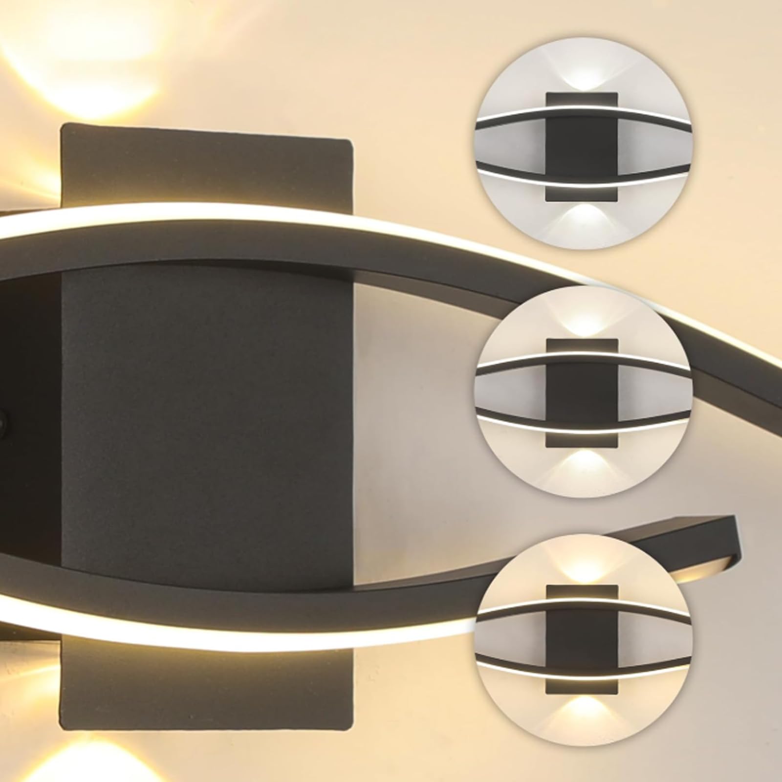 Nowoczesna lampa ścienna LED z pilotem zdalnego sterowania, ściemniana lampa ścienna do wnętrz, 2700 K-6500 K, zakrzywiona konstrukcja z żelaza akrylowego, dekoracja do sypialni, korytarza, salonu