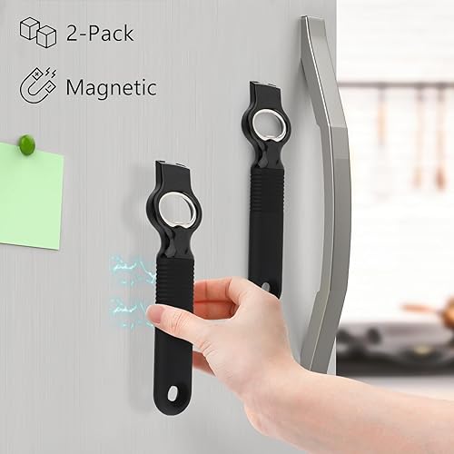 Miniatura 2 de DUNLAGUE Abrelatas magnético 2 en 1 para latas de soda y abrebotellas de cerveza para nevera, abrebotellas de 6.9 pulgadas para uñas largas,