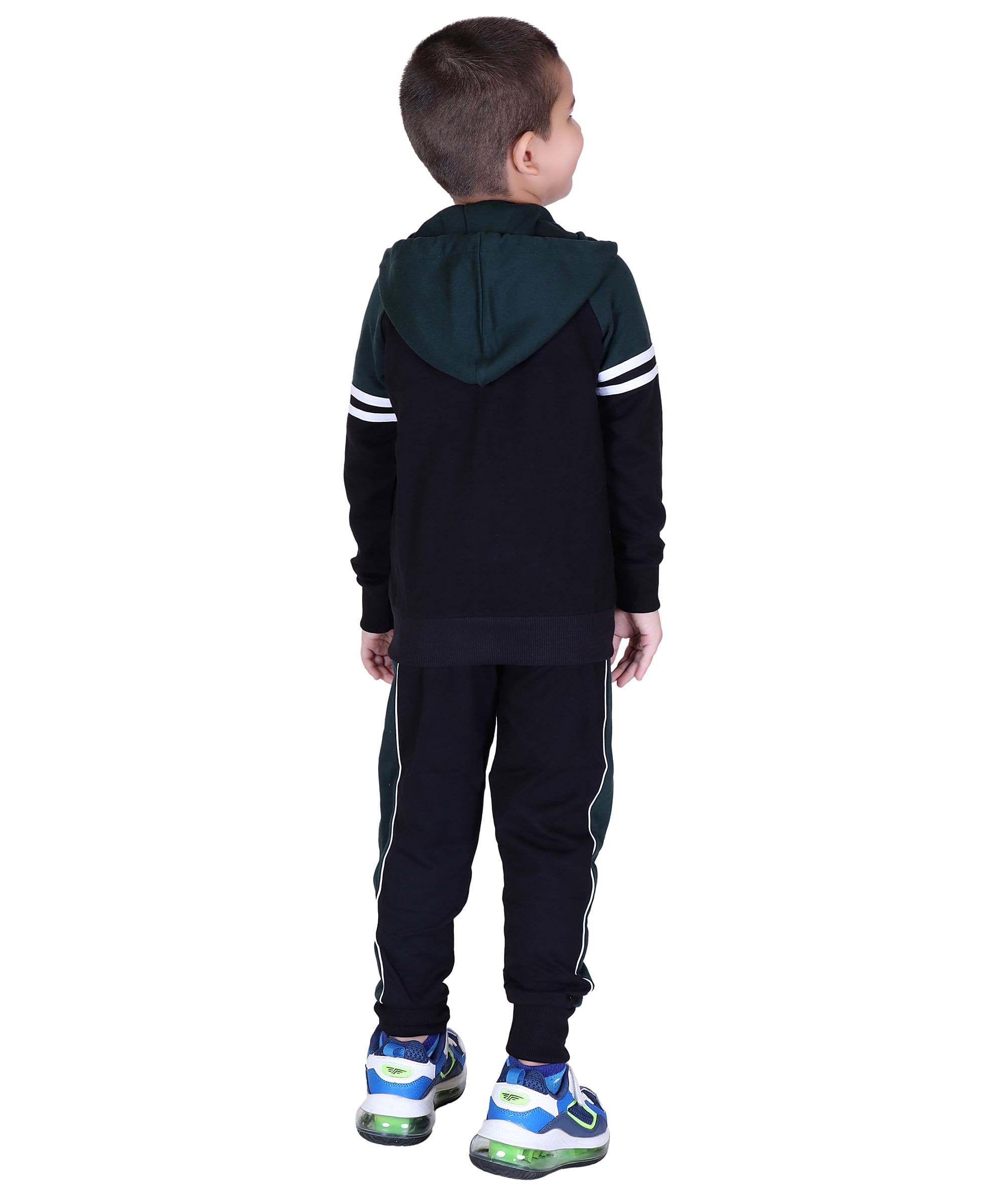 Kepa Boys Track Suit Set Cotton High Neck, Green Black, 10 Years-11 Years 1