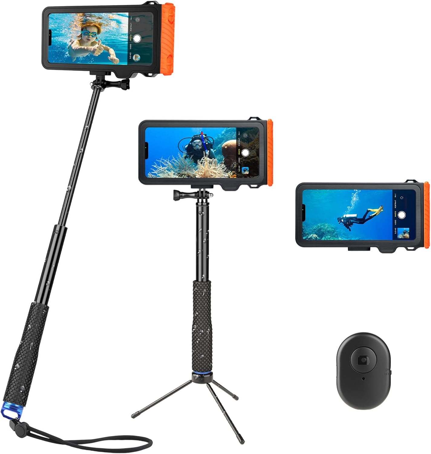 Waterproof Selfie Stick with Phone Case - Professional Underwater Touchscreen Case