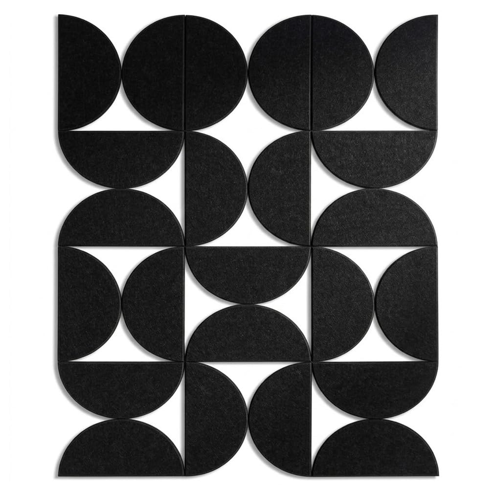 Paneles Acústicos Semicírculo de Fieltro, Autoadhesivos para Sala de Gaming y Estudio de Grabación, Decoración de Pared Interior,Negro,60 Pack