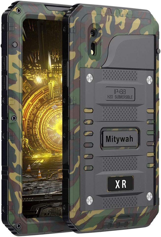 - Mitywah Waterproof Case for iPhone XR, Heavy Duty Shockproof Case with Built-in Screen Protector, Full Body Underwater Protective Metal Case 6.1 inch, Camouflage