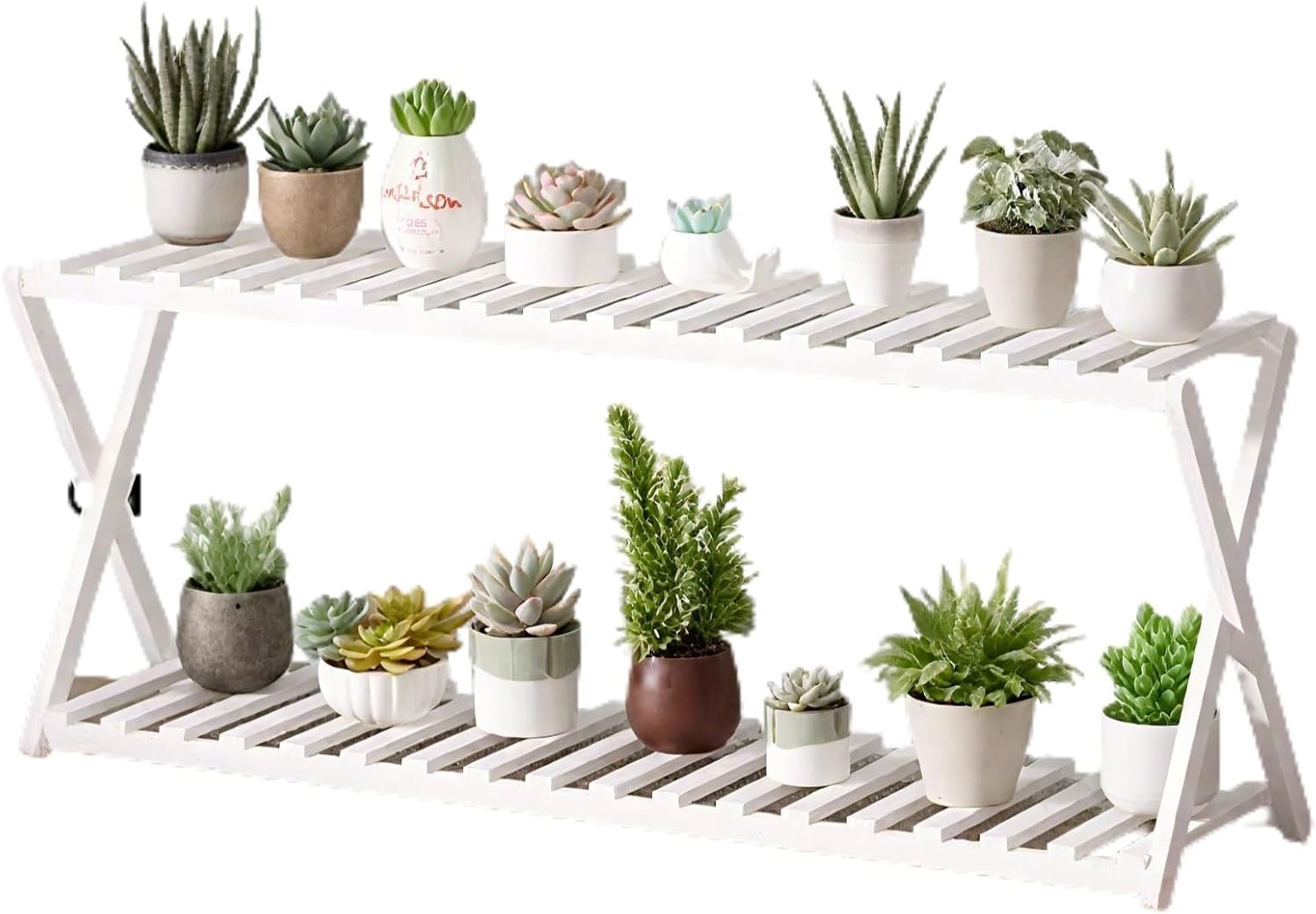 Plant-Racks Flower Stand Indoor Balcony Succulent Plant Pot Rack Modern Living Room Floor-Standing Multi-Tier Storage Rack(White,98 * 25 * 45cm)