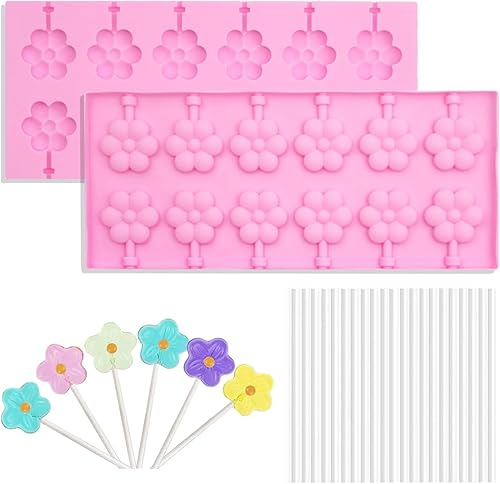 Miniatura 8 de Moldes redondos de silicona de 2 x 8 pulgadas antiadherentes para caramelos duros de chocolate molde de silicona con 20 varillas para caramelos