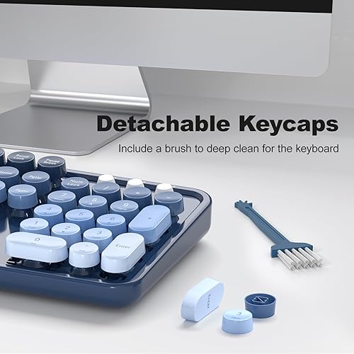 Miniatura 5 de MOFII Combo de teclado y mouse inalámbricos, teclado retro de tamaño completo con teclas redondas, diseño ergonómico para portátiles Windows 7, 8,