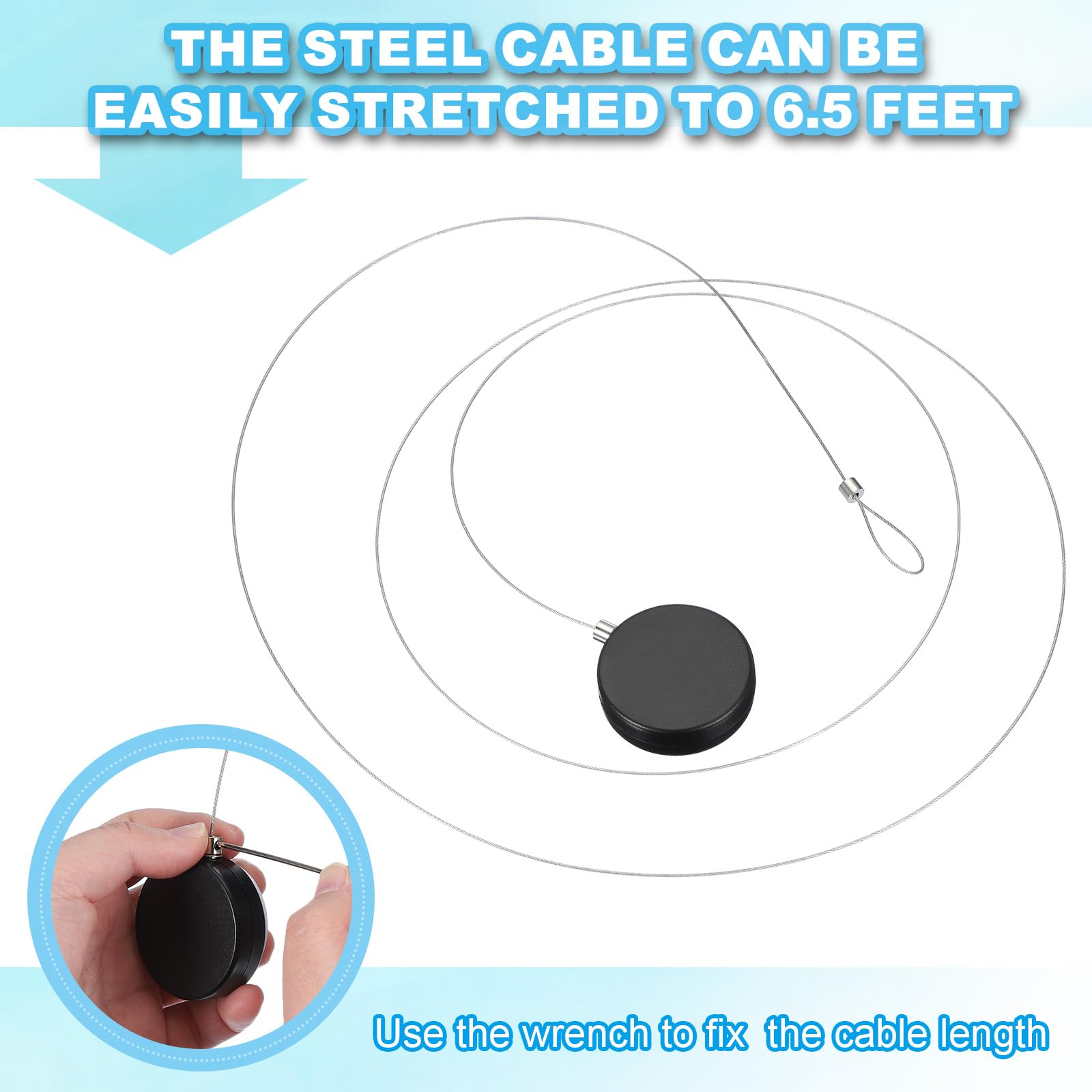 PATIKIL 5 Ft Cordino di Sicurezza Retrattile per Telecomando, Cavo di Sicurezza Rotondo con Doppio Adesivo per Telecomando TV Controller di Gioco, Nero (Fibbie di Bloccaggio)