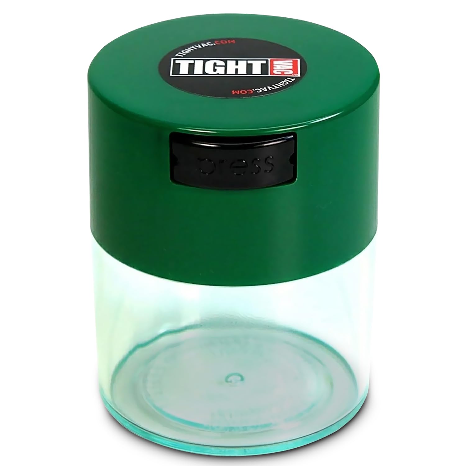 Tightpac America, Inc. Tightvac - 1/2 oz to 3 ounce Airtight Multi-Use Vacuum Seal Portable Storage Container for Dry Goods, Food, and Herbs - Green Cap & Clear Body