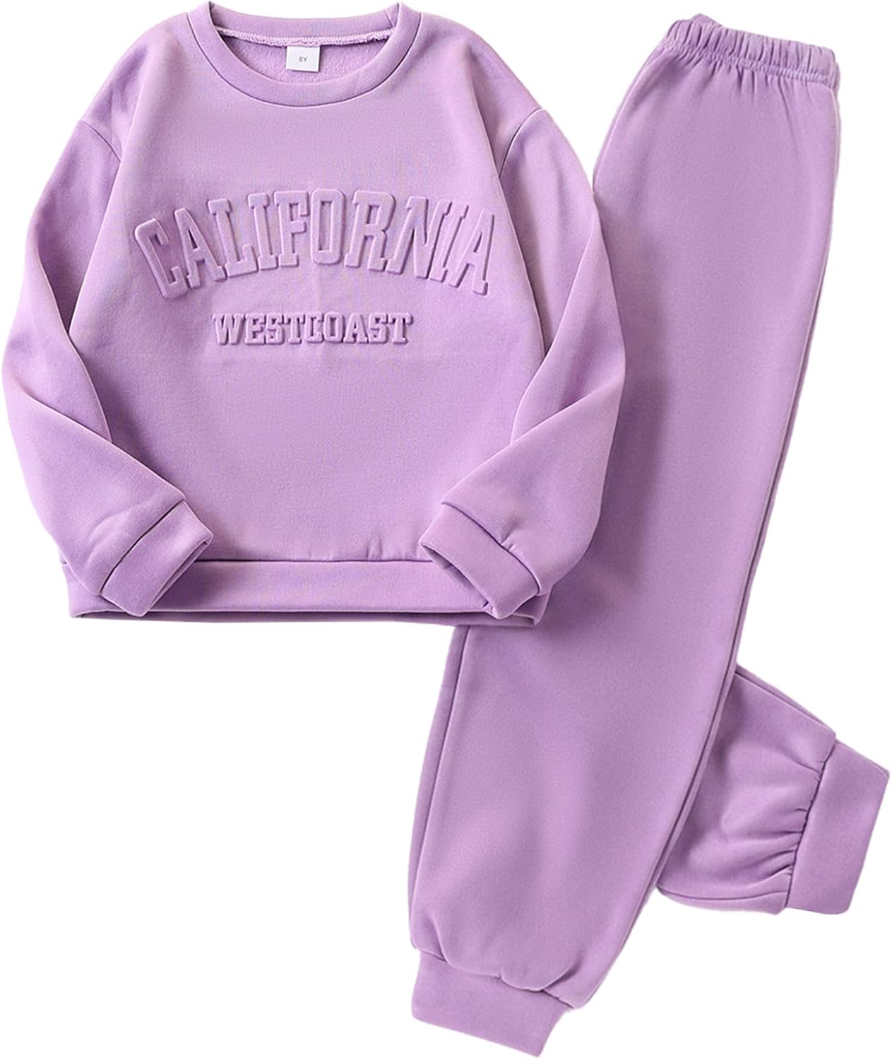 Yvowming 8-12Y 2 Piece Girls Clothes Outfits Sweatsuit Sets Oversized Sweatshirt and Baggy Sweatpant Fall Winter Clothing