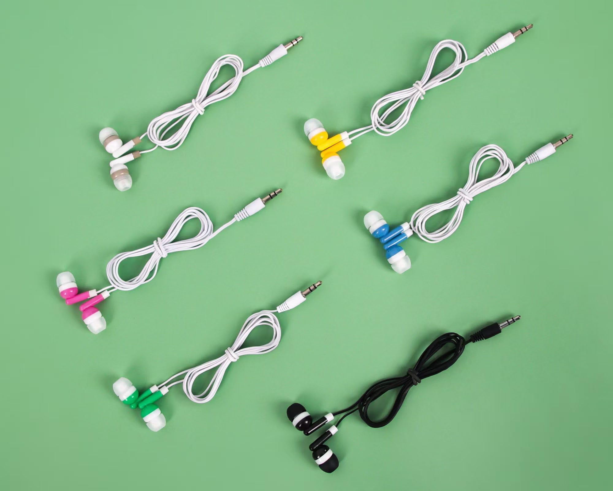 108 confezioni di auricolari sfusi per bambini Cuffie da classe cablate nell'orecchio auricolari monouso per studenti più colori avvolti singolarmente per viaggi scolastici o uso domestico
