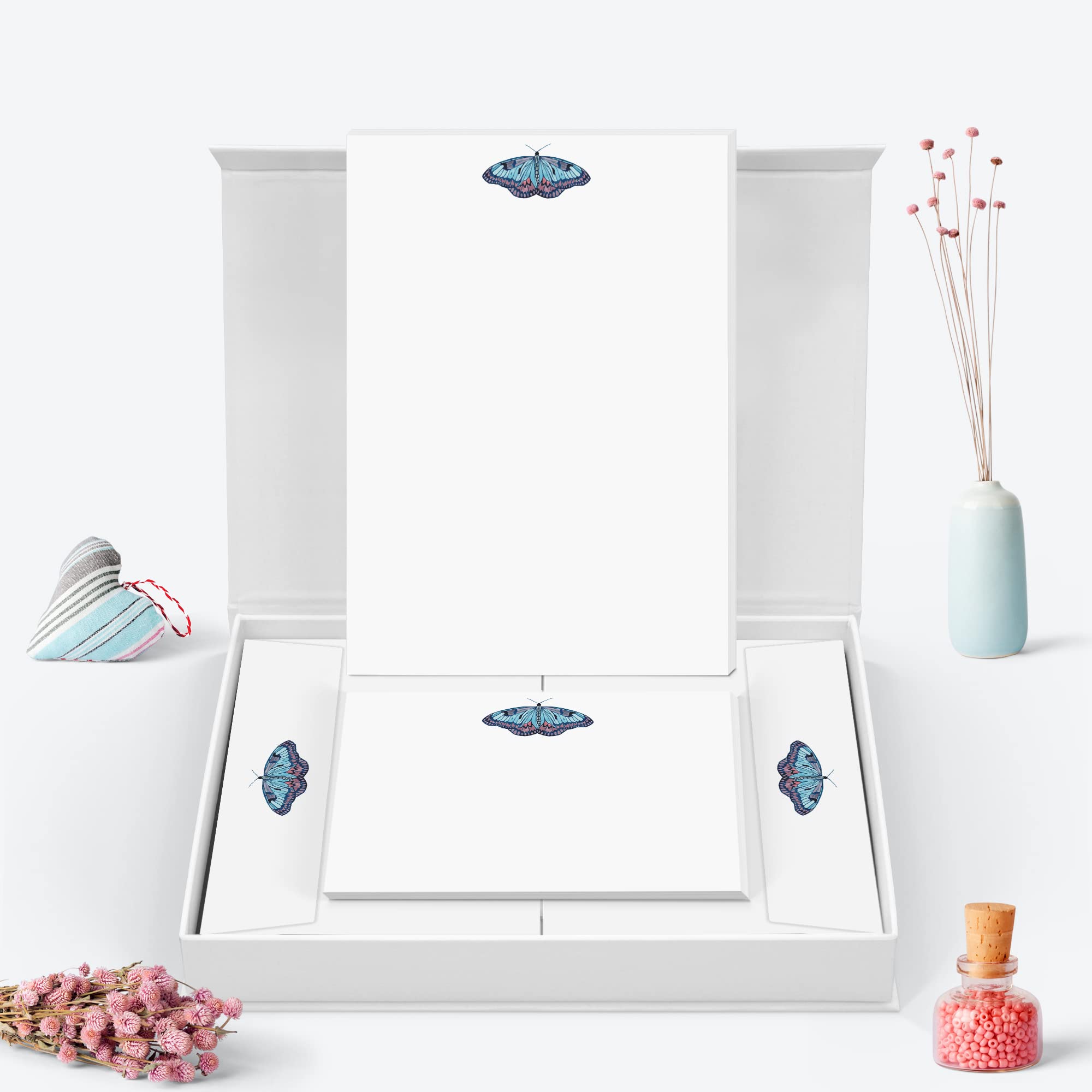 Me Loovely Butterfly Letter Writing Paper Notecard and Envelopes Set Stationery Supplies for School Home & Office | (20 Letters, 10 Cards & 30 Envelopes with Gift Box) โ image 1